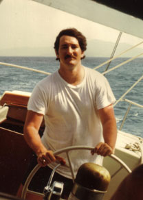 Lew sailing the Reve in the Grenadines in 1975. 