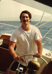 Lew sailing the Reve in the Grenadines in 1975.